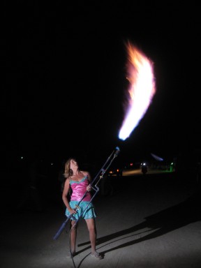 Sizzle and her flamethrower