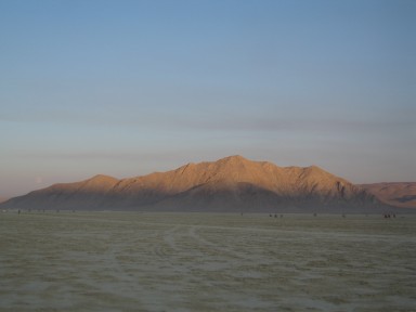 The sun sets on the playa